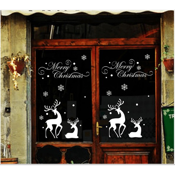 Decal dán tường Noel - Đôi Tình Nhân Nai Trắng