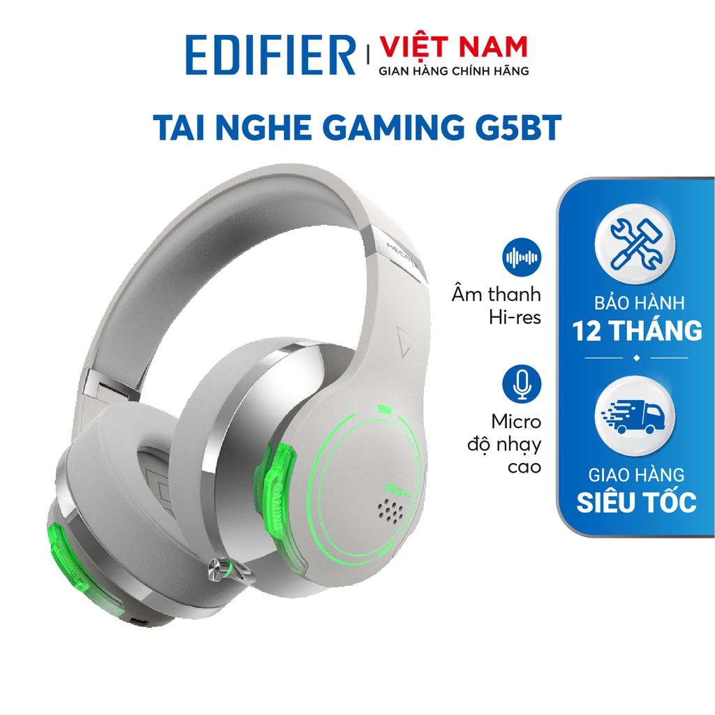 Tai nghe Gaming EDIFIER HECATE G5BT | Thời lượng 40h Playtime | Đèn led RGB | Kết nối không dây và có dây | BH 12 Tháng
