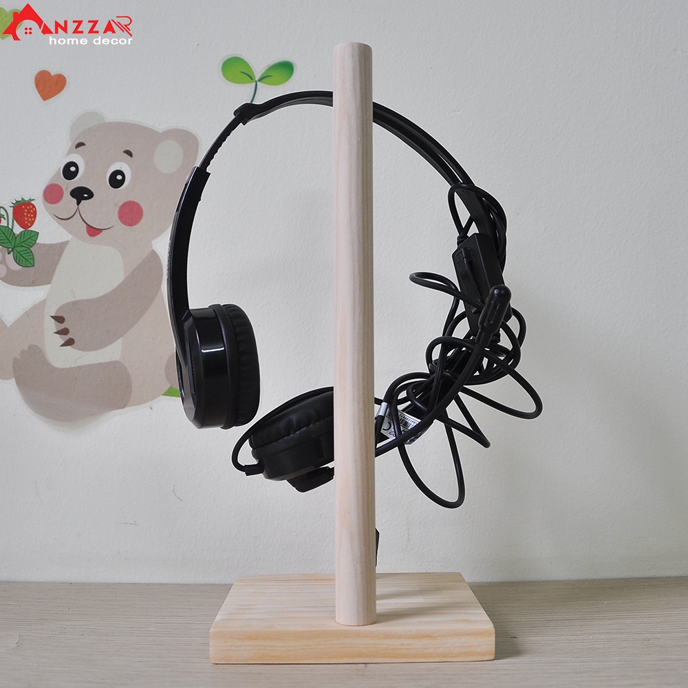 giá treo tai nghe, kệ đỡ HeadPhone bằng gỗ thông tự nhiên đẹp, kệ gỗ treo tai nghe