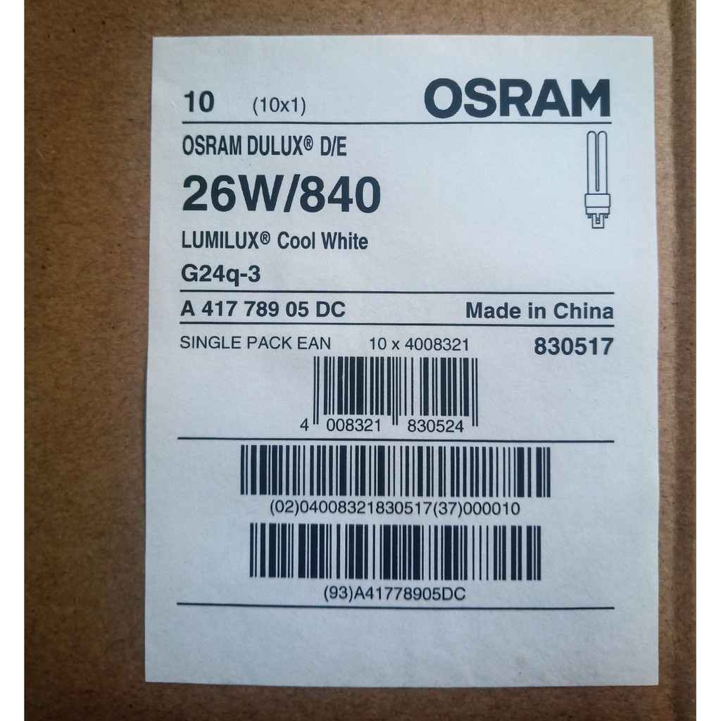 (SALE) Combo 2 Bóng đèn compact Osram Dulux D/E 26W/840