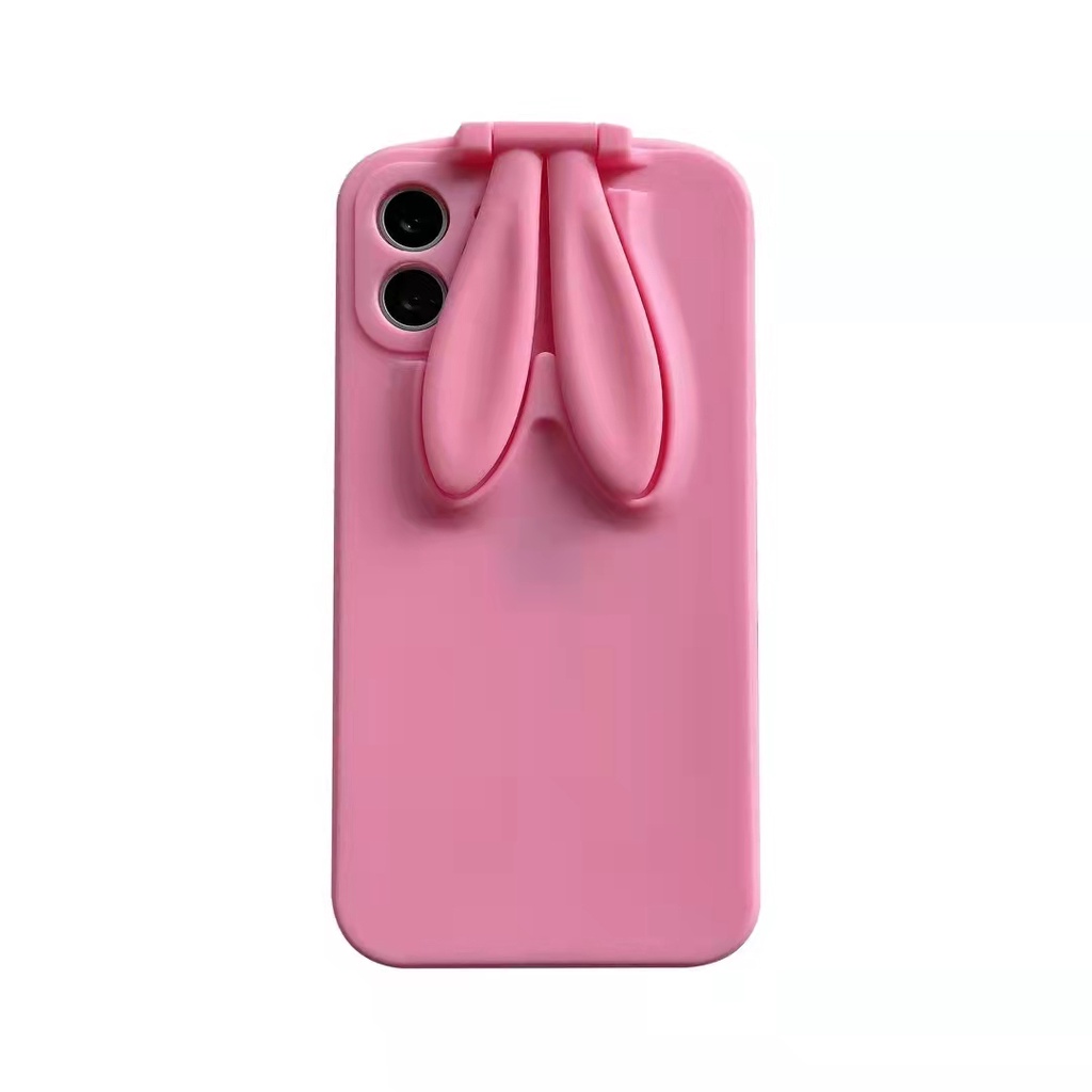 Ốp Điện Thoại Dẻo Màu Kẹo Ngọt Có Giá Đỡ Hình Tai Thỏ Đáng Yêu Cho iPhone 8 Plus 7 Plus Chống Rơi