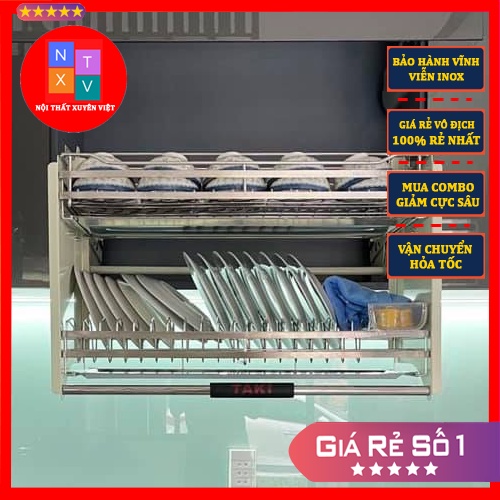 {HÀNG CAO CẤP TAKI} Giá Bát Nâng Hạ INOX 304 CHÍNH HÃNG Ray ÂM Giảm Chấn - Bảo Hành 10 Năm (Có Thợ Lắp)
