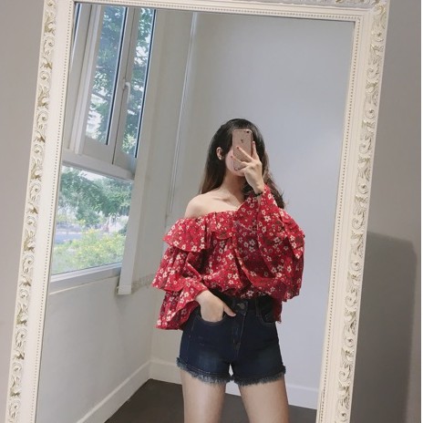 JEANS VNXK - Short jeans trơn lai tua Bershka