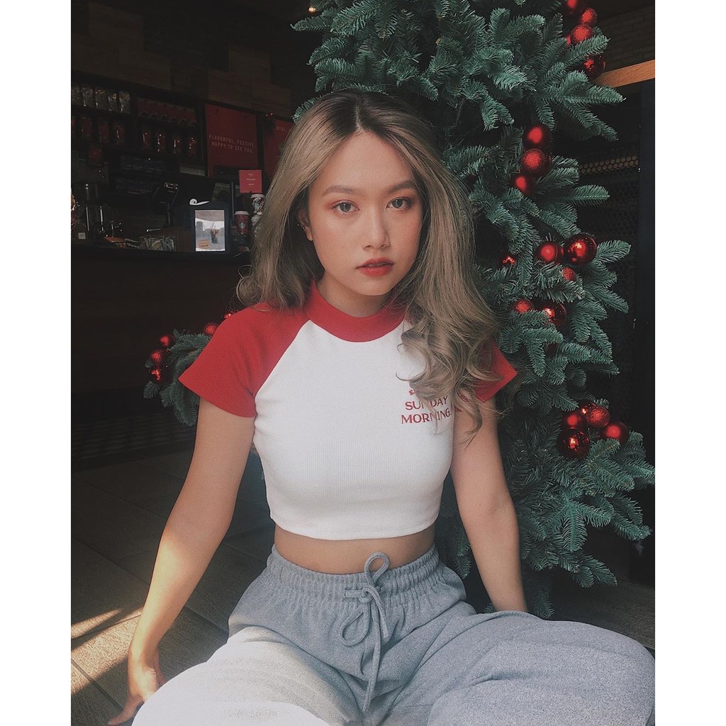 Áo Croptop gân hàng thêu - chất đẹp + ảnh thật
