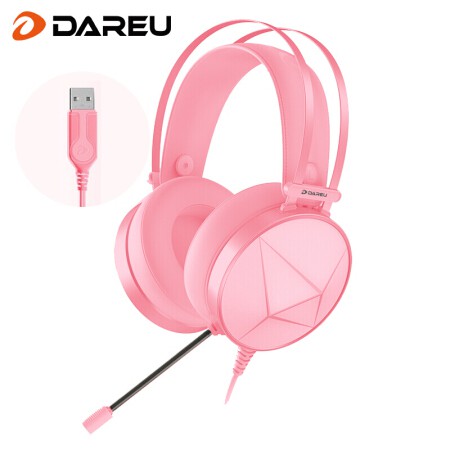 Tai Nghe Gaming DAREU EH722s Pink Âm Thanh 7.1 Jack USB - Tai Nghe Màu Hồng Led RGB