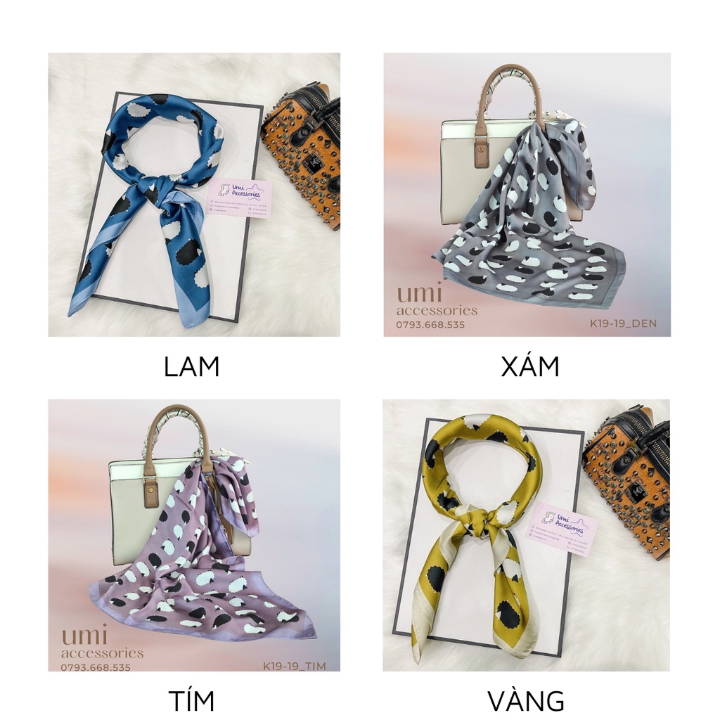 Khăn Bandana Khăn Lụa Satin Vuông Hình Đàn Cừu Xinh Xắn Hot Trend UMI K19