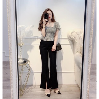 Quần ống loe xẻ tà form siêu tôn