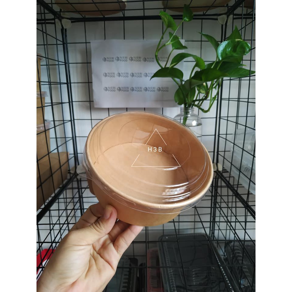 Tô giấy kraft nắp pet / 50 cái