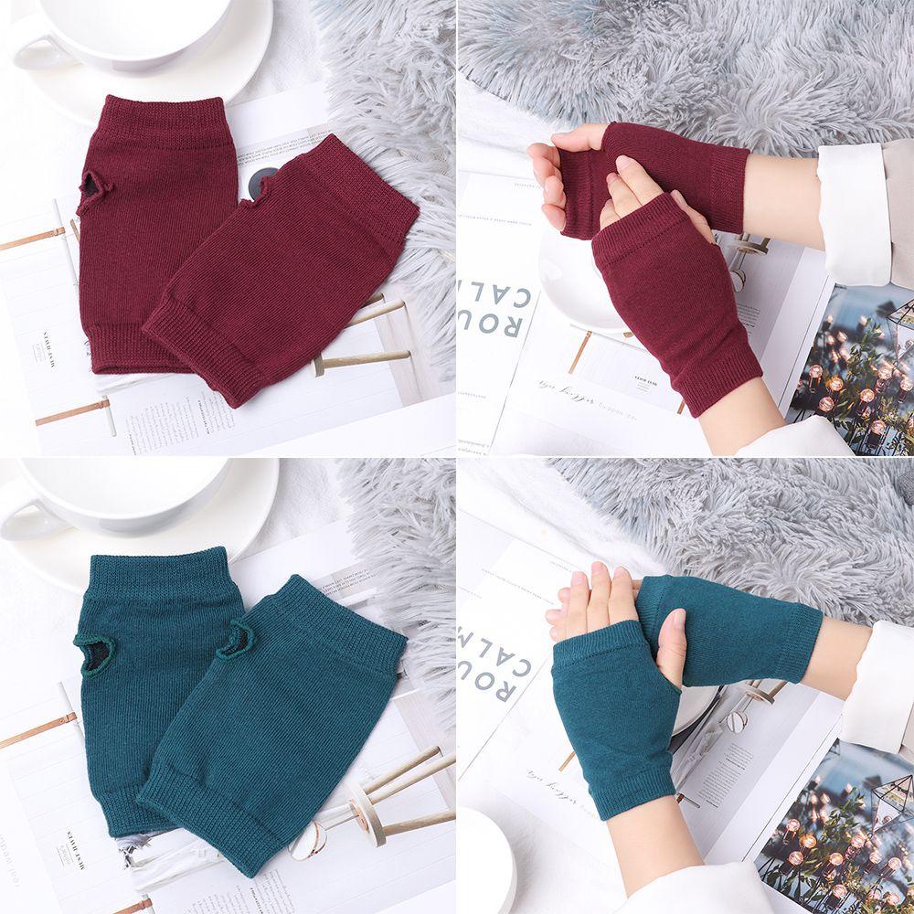 Găng Tay Len Hở Ngón Thời Trang Thu Đông Cho Nữ