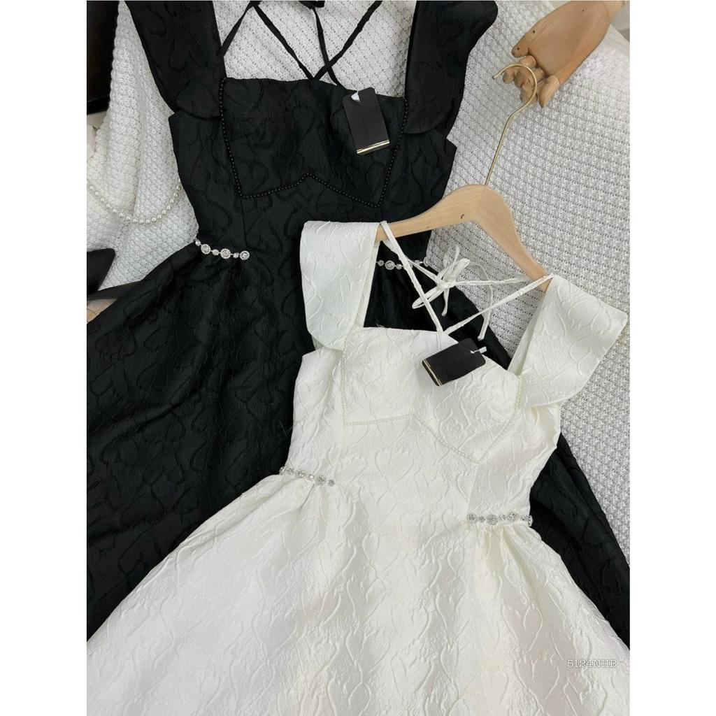 Đầm dài cánh tiên xòe gấm đá eo 5124 - Đầm nữ thời trang