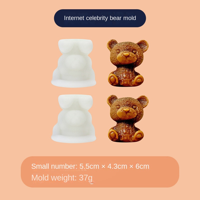 Khuôn Làm Đá / Kem Bằng Silicon Hình Gấu Ba Chiều Dễ Thương