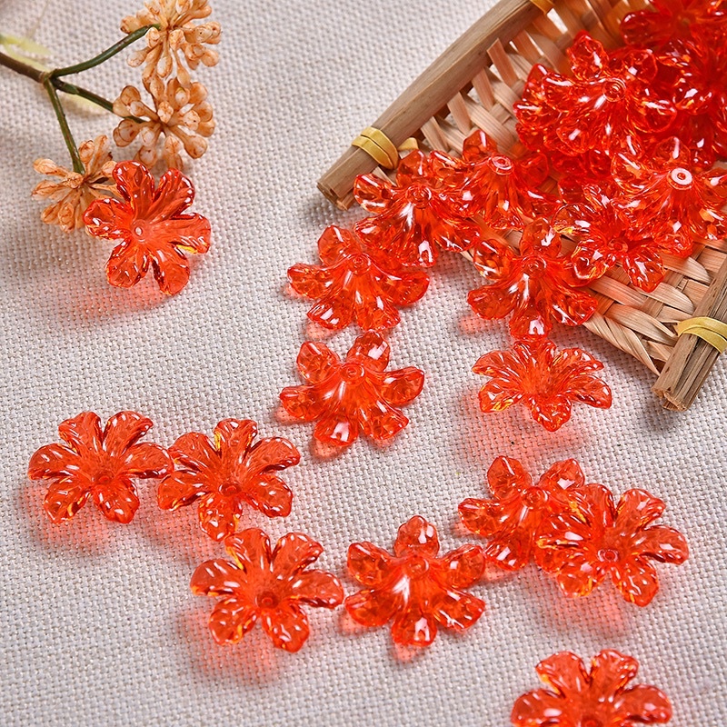 Hoa nhựa acrylic 6 cánh, 100g hoa mai cánh liền làm hoa cây kim tiền tài lộc, cánh hoa đúc