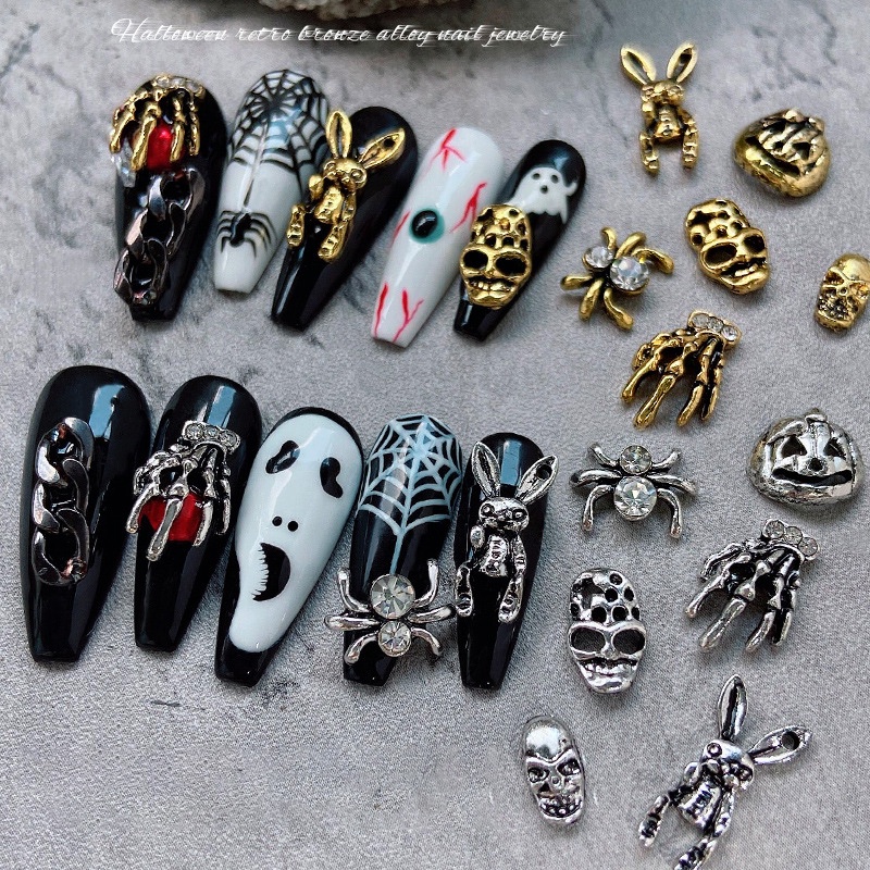 Set 10 Phụ Kiện Trang Trí Móng Tay 3D Chủ Đề Halloween Độc Đáo