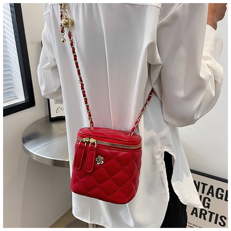 IELGY Túi Đeo Vai Hình Vuông Cỡ Nhỏ Họa Tiết Hình Thoi Phối Dây Xích Thời Trang Cho Nữ