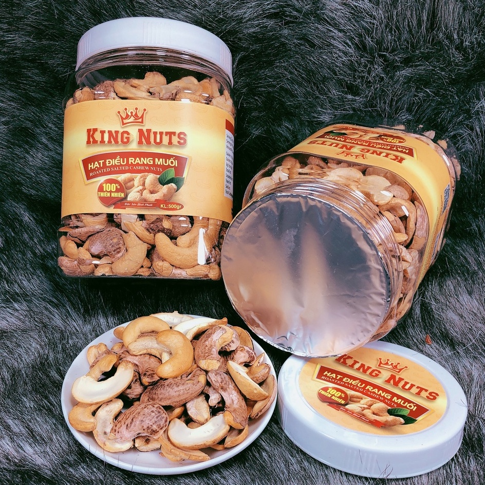 500Gr Hạt Điều Rang Muối Bình Phước KingNuts Bể Đôi Ba Còn Vỏ