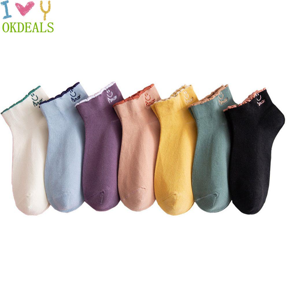 Okdeals Vớ Ngắn Mềm Mại Thoáng Khí Thấm Mồ Hôi In Hình Hoạt Hình Dễ Thương Thời Trang Cho Nữ