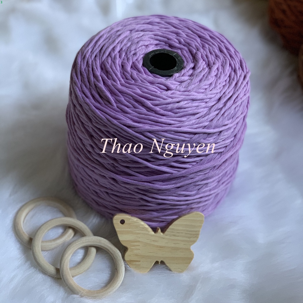 Dây thừng đan macrame , dây cotton- Màu TÍM HUẾ