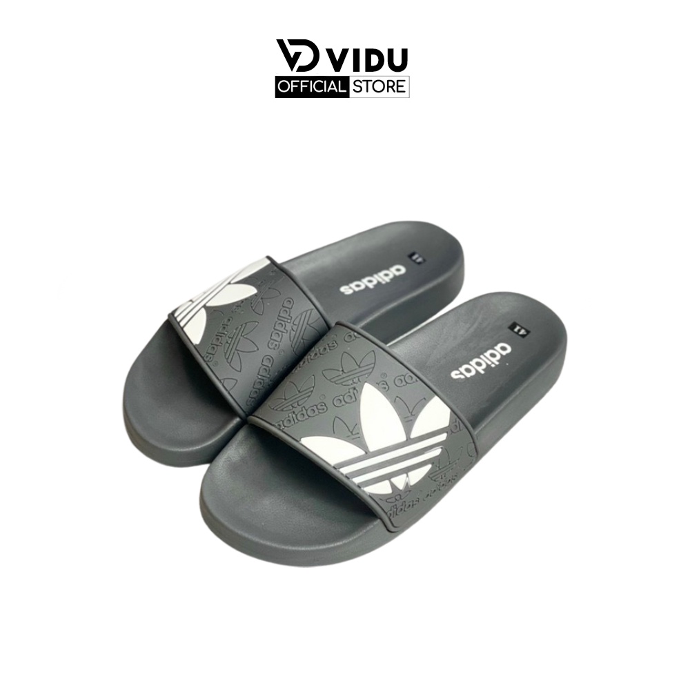 Dép nam thời trang Adidas ViDu 21155 ba màu (xám/ xanh/ đen) họa tiết cỏ 3 lá, đi êm chân, hàng cao cấp full box bill