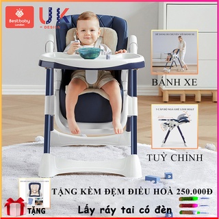 Ghế ăn dặm cho bé cao cấp, gấp gọn, đa năng, 5 mức nâng hạ độ cao linh hoạt, 3 cấp độ nghiêng
