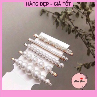 Set 5 kẹp tóc dài đính hạt hàn quốc siêu xinh
