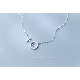 Dây chuyền vòng cổ bạc nữ hình học gán vòng tròn đá tấm moonsilver