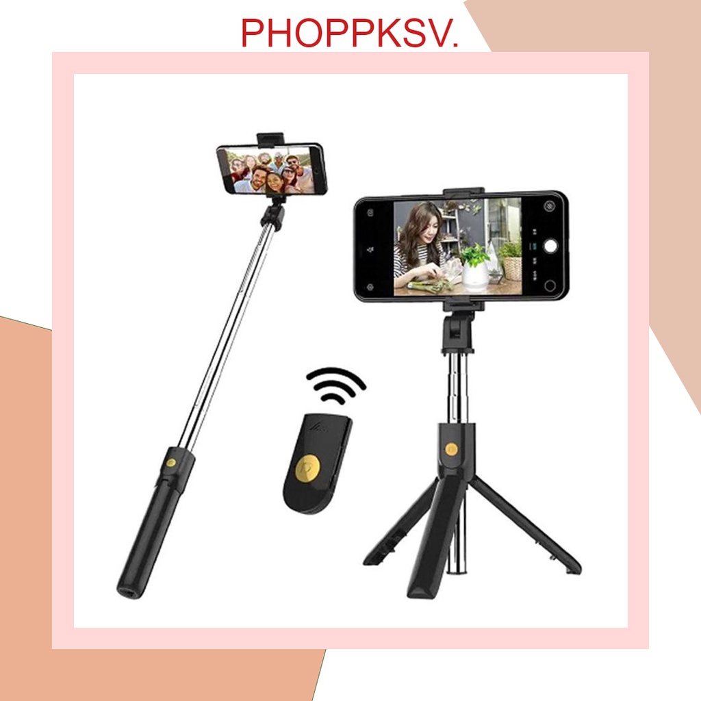 Gậy chụp ảnh selfie K07, tích hợp 3 chân giá đỡ , kèm remote blutooth .SHOPPKSV.