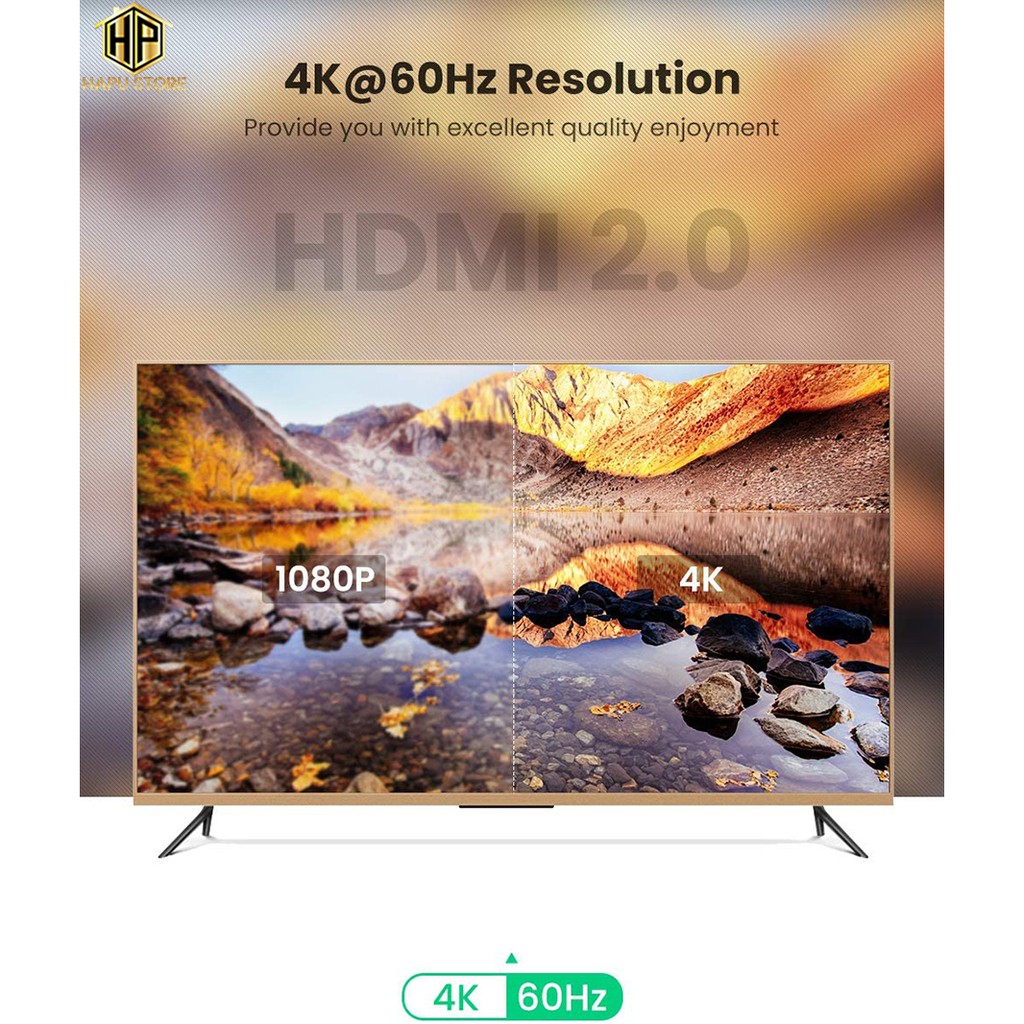 [Mã ELHACE giảm 4% đơn 300K] Cáp HDMI Ugreen 40412 dài 5m chuẩn HDMI 2.0 hỗ trợ 4Kx2K chính hãng - Hapustore