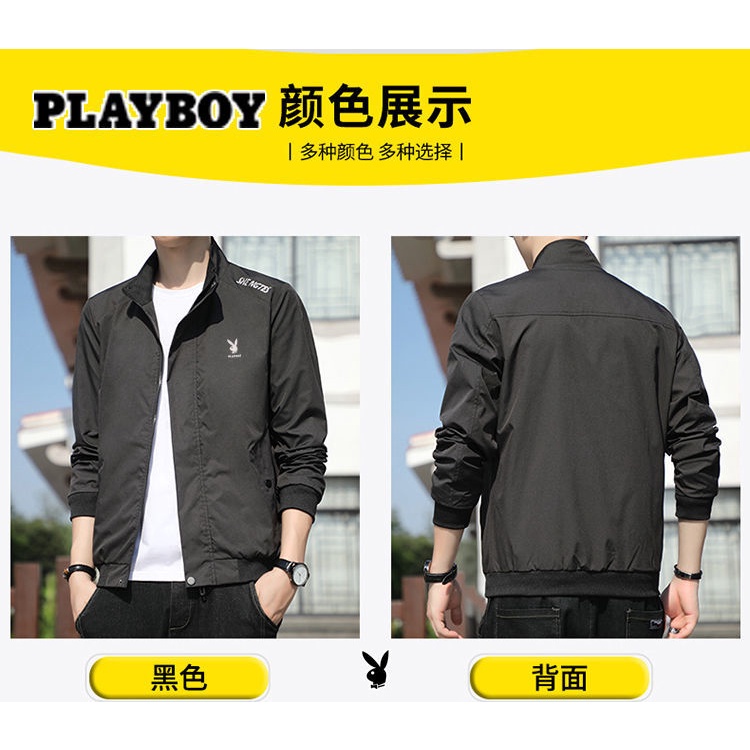 Áo Khoác Playboy Lót Nhung Thời Trang Xuân Thu Phong Cách Hàn Quốc Cho Nam Giới