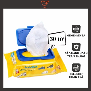 Khăn Ướt Lau Giày Trắng, Giấy Lau Giày Sneaker Siêu Sạch, Mùi Dễ Chịu, Túi 30 Tờ