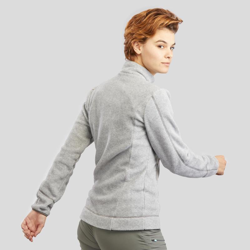 Áo khoác nỉ leo núi Decathlon Quechua mh120 cho nữ - xám nhạt
