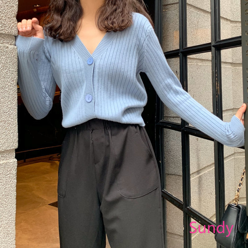 Áo Khoác Len Cổ Chữ V Thời Trang Thanh Lịch Dành Cho Nữ