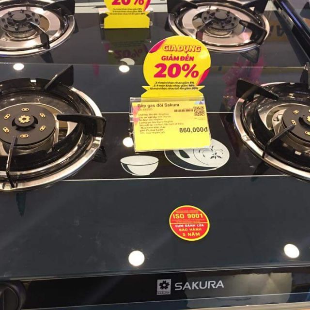 Bếp ga đôi Sakura SA-692SG Trưng bày 98-99% + tặng dây gas - bếp tiết kiệm gas