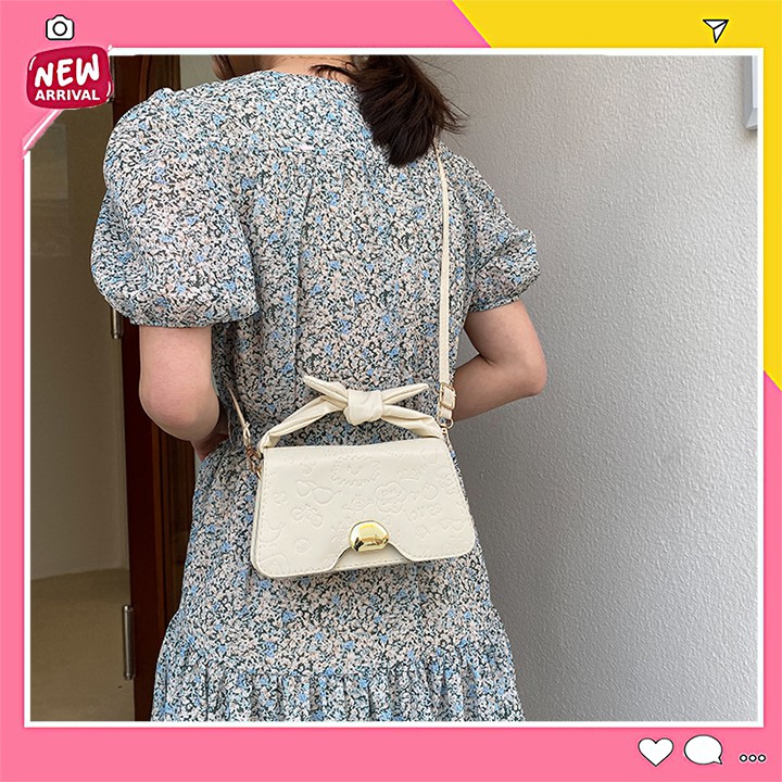 Túi Xách Nữ Đeo Chéo Quai Buộc Nơ Tai Thỏ Trẻ Trung Năng Động Tiện Lợi Kiểu Dáng Công Sở Hàn Quốc HOTTREND 2021