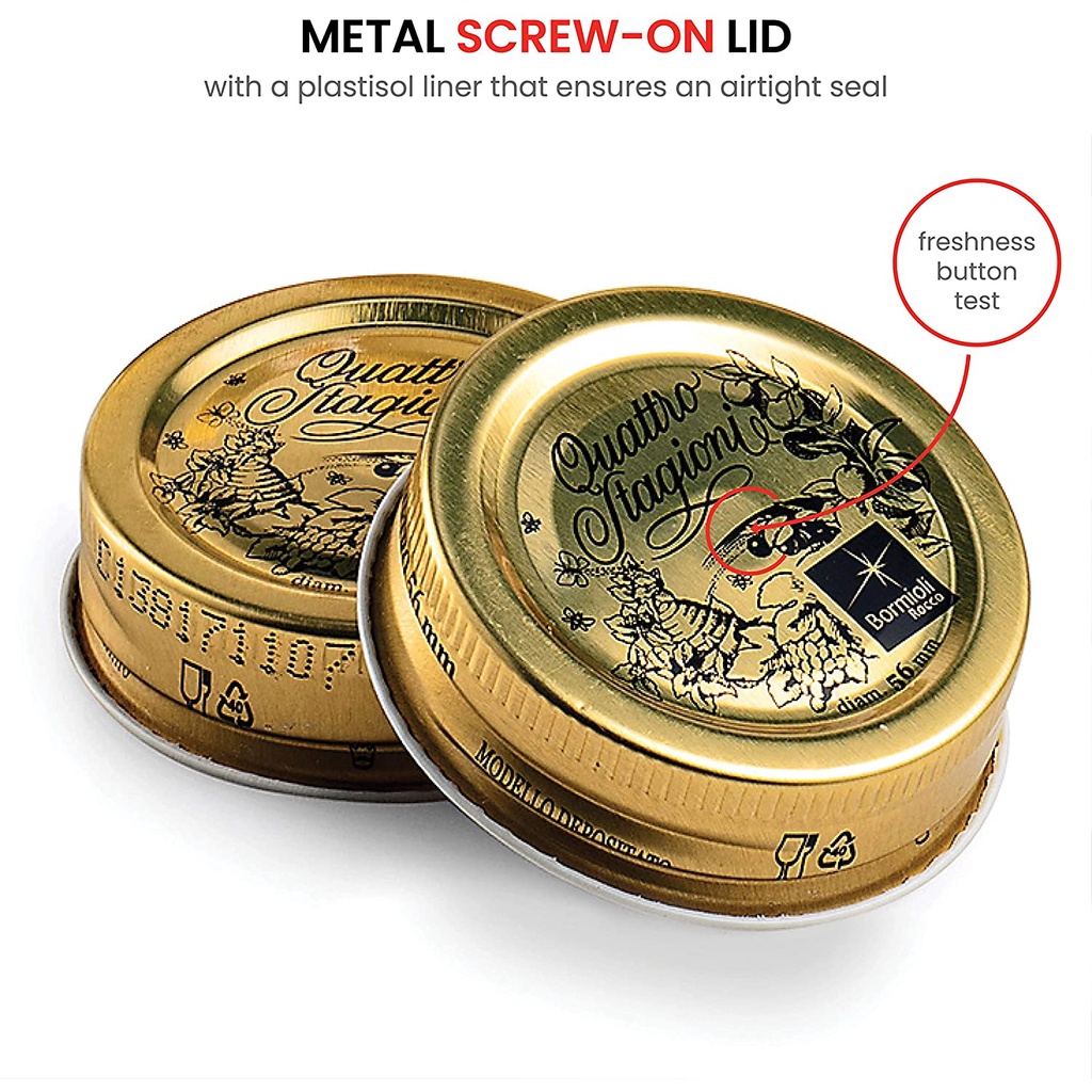 Combo 3 nắp vặn hũ thủy tinh Quattro - Bormioli Rocco - đường kính 56mm