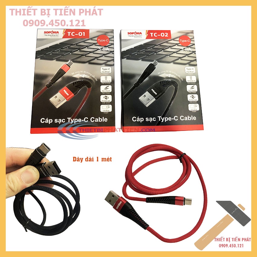 Dây Cáp Sạc USB Type-C Sopoka 3.5A Sạc Nhanh, Lõi Đồng Cho Điện Thoại Samsung Huawei Android