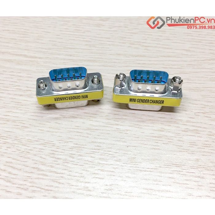 Đầu nối COM DB9 Male to DB9 RS232 Male (mini gender changer) nối 9 chân Đực sang Đực, cho công nghiệp, máy tính PC