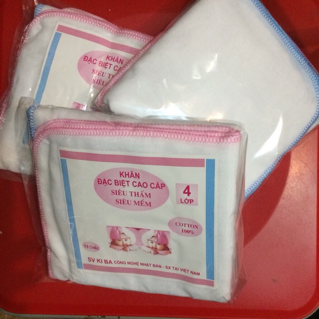 Khăn sữa KiBa siêu mềm 2 lớp 4 lớp (sét 10 chiếc)