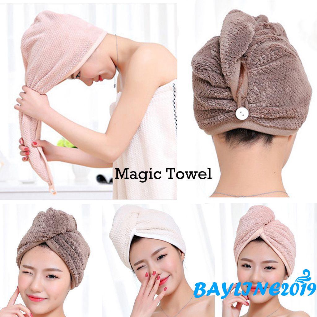 ❀ℳay-New Quick Dry Head Shower Cap Towel Hair Wrap Soft Microfibre Bath Turban