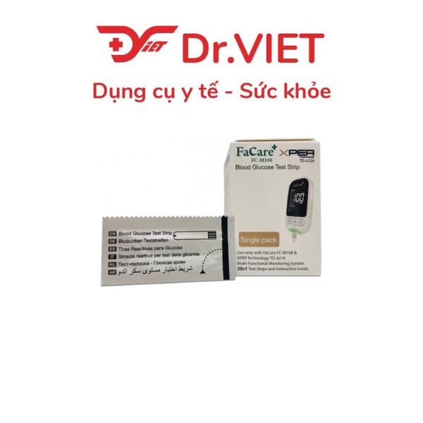 Que thử đường huyết Facare FC- G168 chính hãng Hộp 25 que dùng cho máy đo đường huyết Facare cùng loại - Drviet