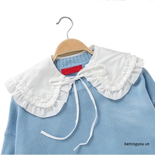 Bettingyou.vn korean women decorative shawl mini cape double layer ruffles necklace doll fake collar ribbon bow short poncho ca 1