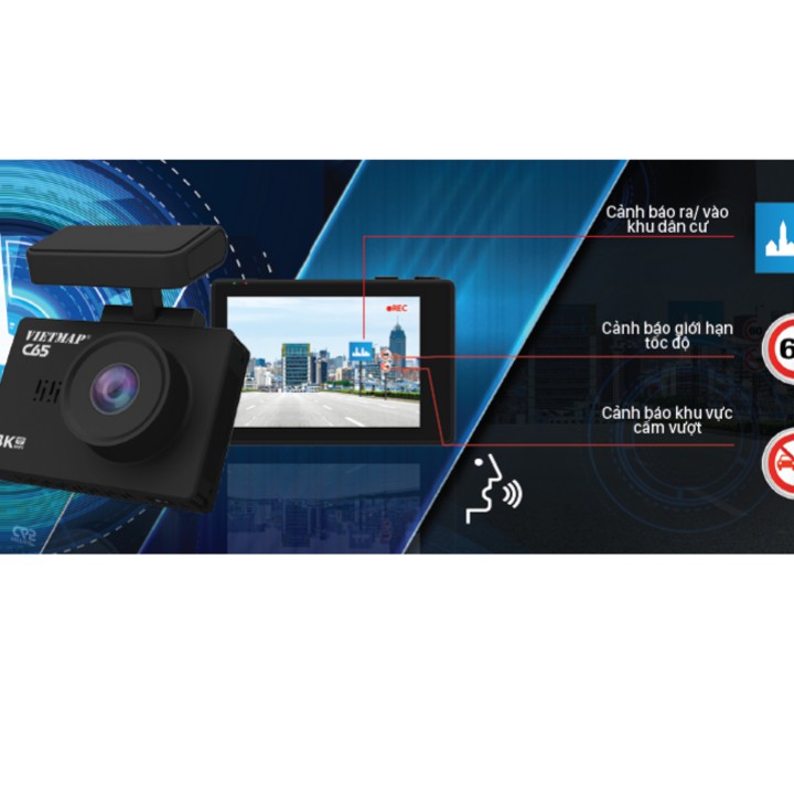 Camera hành trình Vietmap C65- ghi hình 4K kết hợp camera sau Full HD  1080p trang bị cảm biến ảnh Sony Starvis