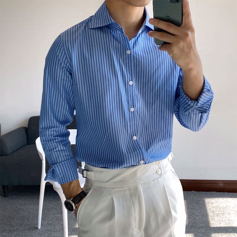 Áo sơ mi nam kẻ sọc tay dài CÔNG SỞ Trady form ôm body lịch lãm - Trady Fashion | BigBuy360 - bigbuy360.vn