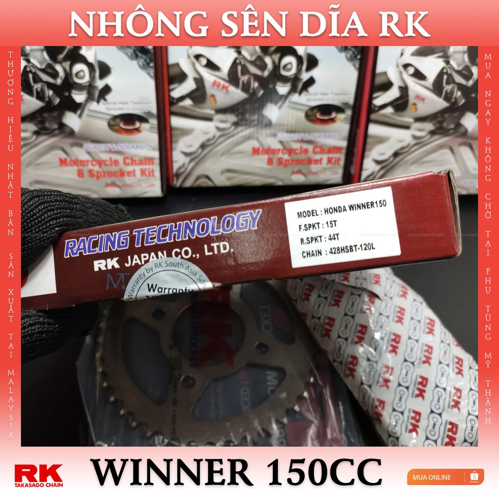 Nhông sên dĩa RK xe Winner 150 thương hiệu Nhật Bản