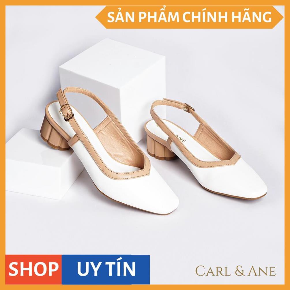 Carl & Ane - Giày cao gót thời trang mũi vuông hở gót phối dây tinh tế cao 3cm màu kem nhạt _ CL005 | BigBuy360 - bigbuy360.vn