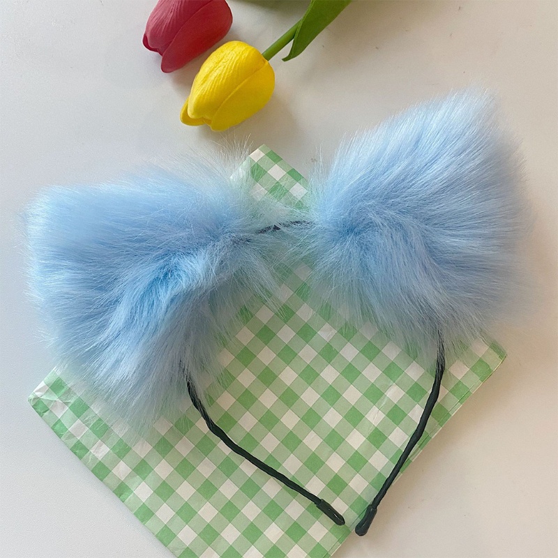 Flgo Băng Đô Cài Tóc Hình Mèo Bằng Lông Nhung Dễ Thương Xinh Xắn Thời Trang Cho Nữ