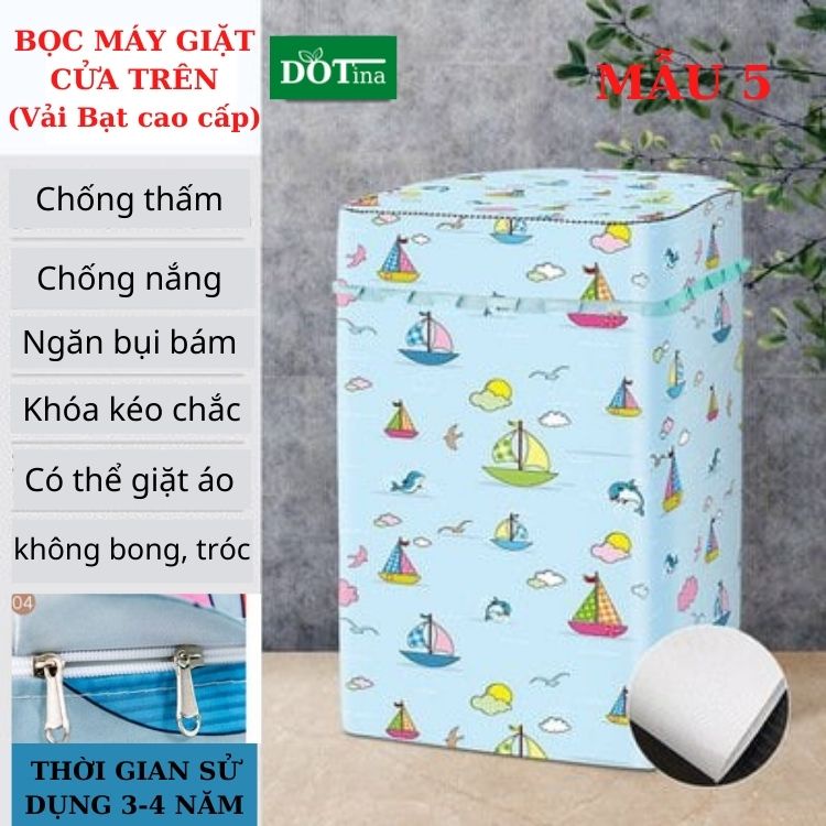 Áo Trùm Vỏ Bọc Máy Giặt Cửa Ngang, Cửa Trên 5, 6, 7, 8, 9, 10, 11.5 Kg Vải Bạt Siêu Bền Chống Thấm Nước, Nắng Mưa