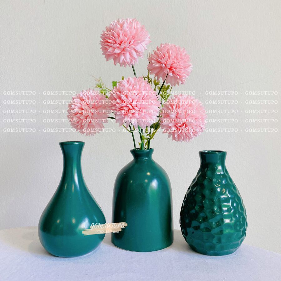 Bộ 3 Lọ hoa gốm mini decor Gốm Sứ TUPO, bình hoa trang trí để bàn  gomsutupo Bát Tràng