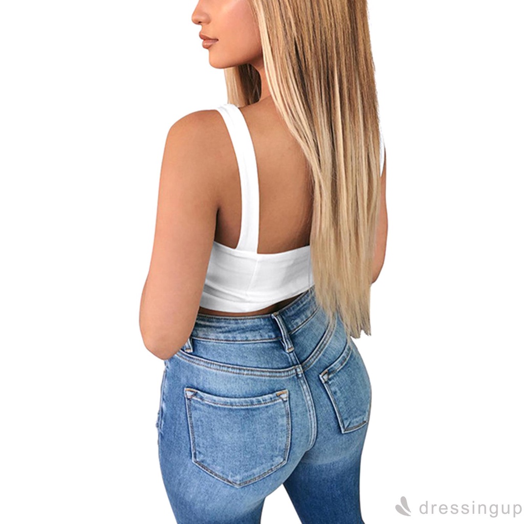 Áo Sát Nách Cổ Vuông Màu Trơn Kiểu Dáng Quyến Rũ Dành Cho Nữ