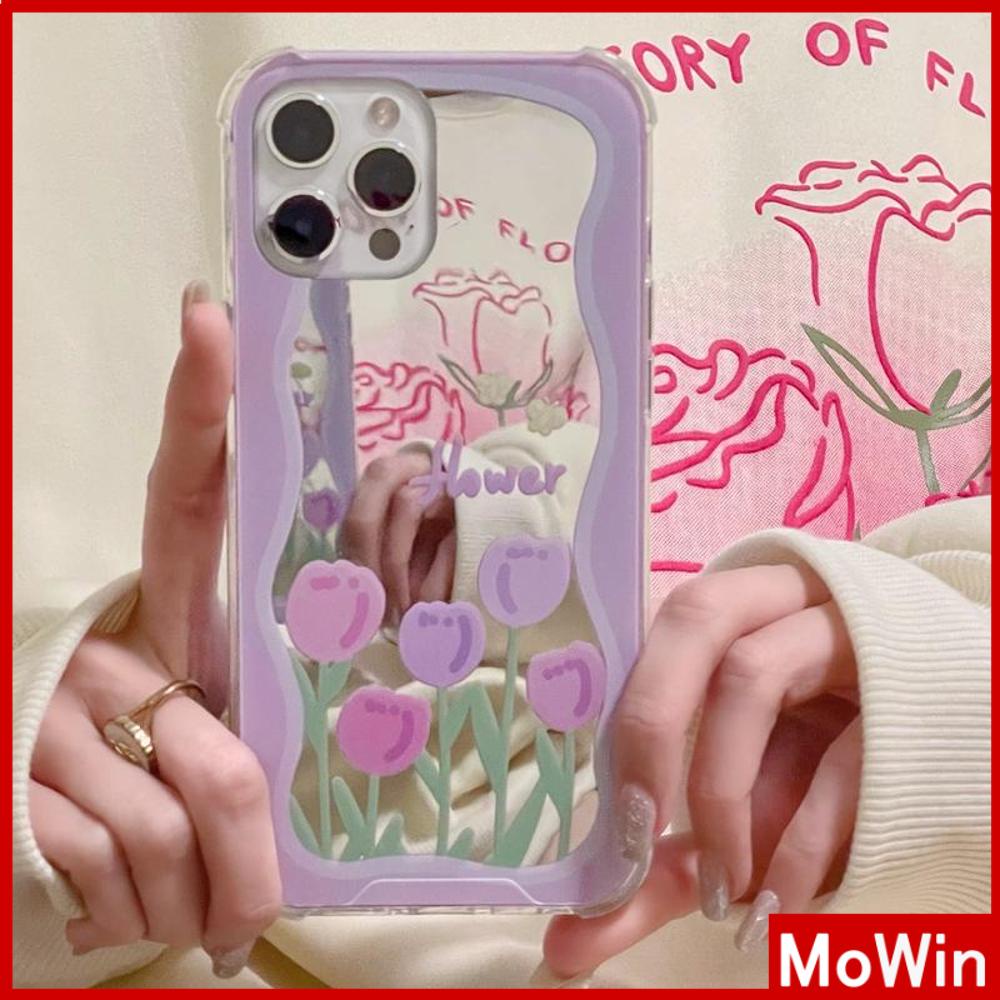 Ốp điện thoại nhựa dẻo acrylic túi khí hoa tulip bảo vệ camera thích hợp cho iPhone 11 13 Pro Max 12 Pro Max 7 Plus XR