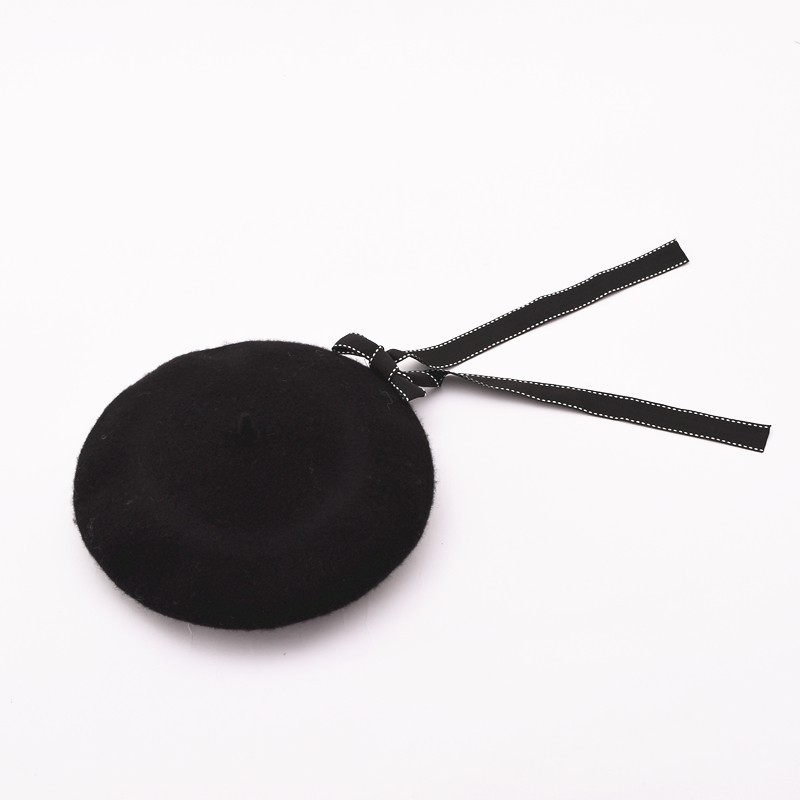 Mũ Beret Vải Len Đính Nơ Phong Cách Hàn Quốc Thời Trang Thu Đông Cho Nữ